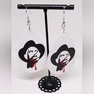 Halloween earrings‎ faux leather new e54